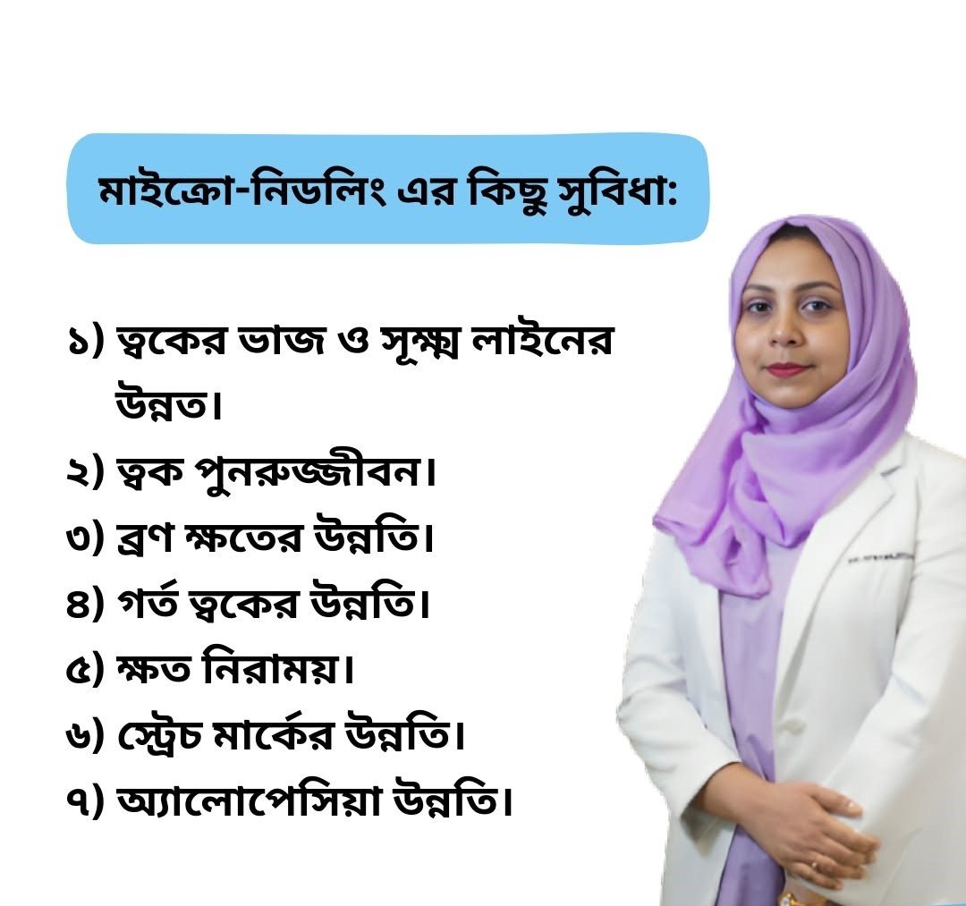 Dr. Afroza Jesmin listing benefits of microneedling